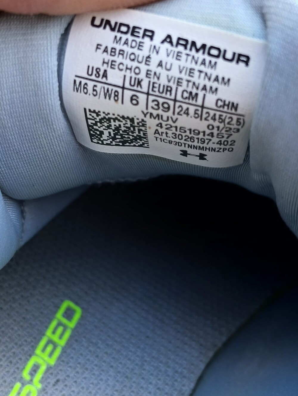 Under Armour Women's Size 8 Light Gray Athletic Shoes with Neon Green Accent - Picture 2 of 9